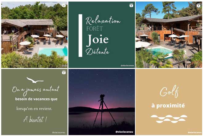 O Lac Lacanau, chambres d'hôtes et bien-être, suivez notre actualité sur les réseaux sociaux, exemple du feed d'Instagram